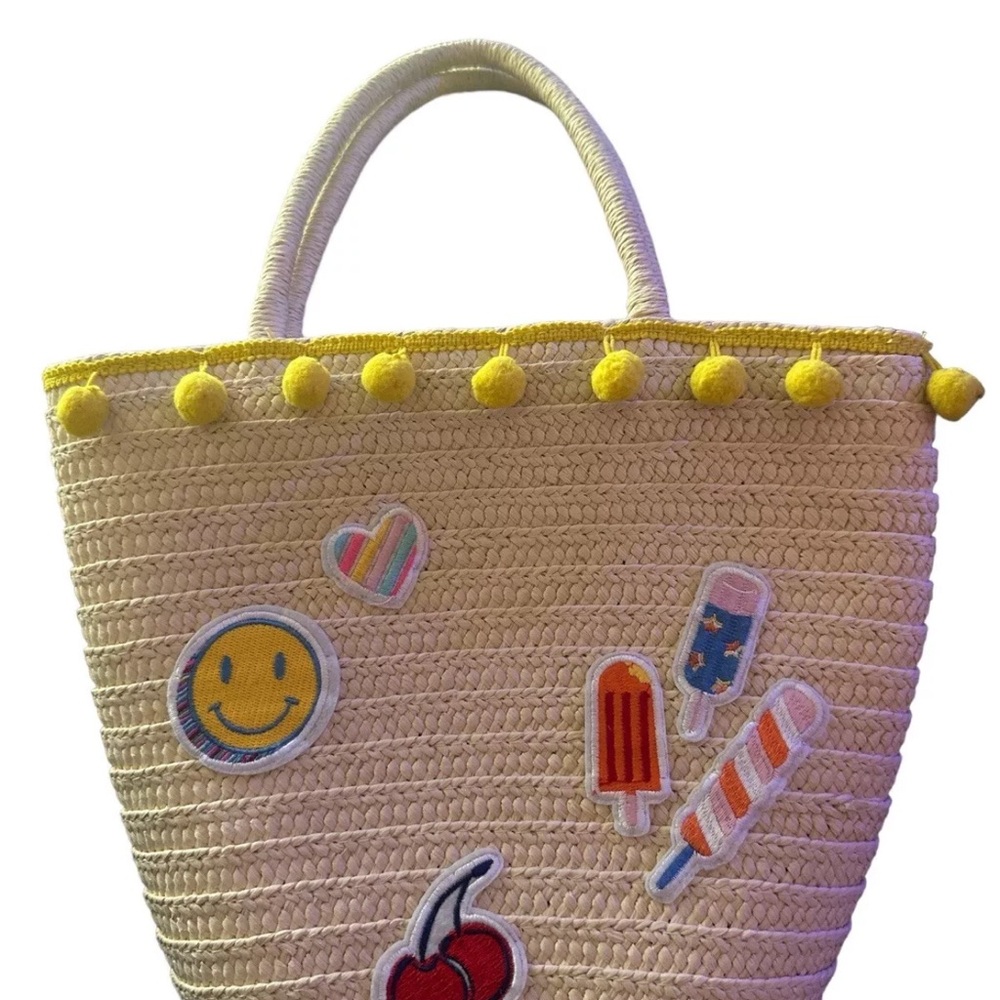 Cream and Yellow Tote Bag with Playful Patches